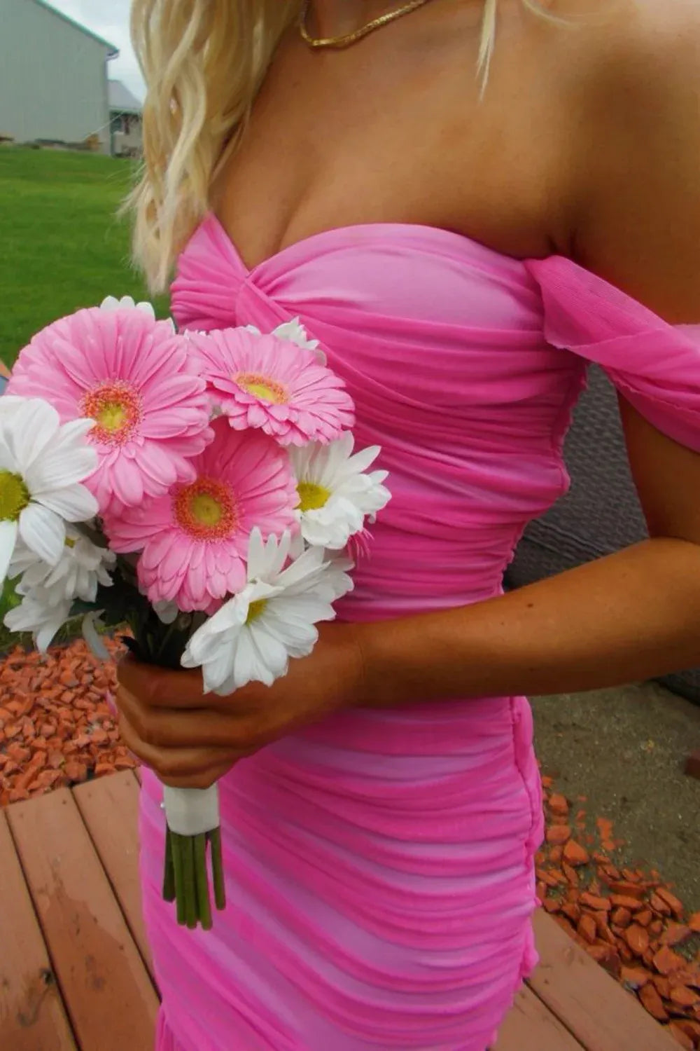 Unique Sheath Off Shoulder Sleeveless Backless Floor-Length Prom Dress